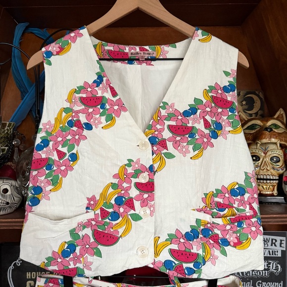 Bailey Rose Tops - Bailey Rose - Summer Fruit Watermelon Banana Flower Vest - size medium
